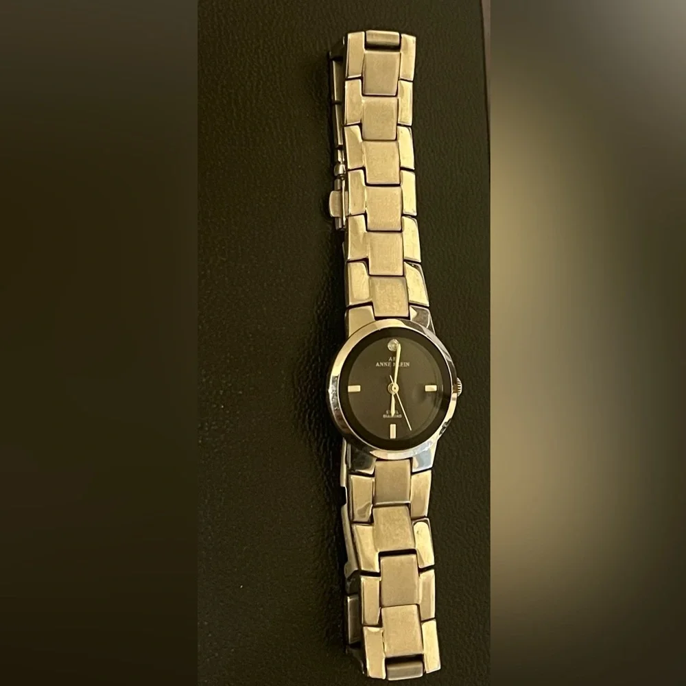 Vintage Anne Klein Genuine Diamond Stainless Steel Water Resistant Watch EUC